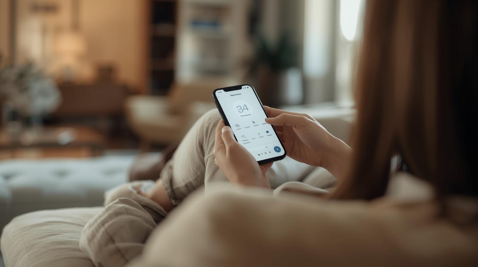 Pessoa controlando a casa pelo smartphone